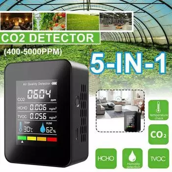 Датчик влажности, тестер, детектор с показателем CO2 HCHO, помехоустойчивый, принимает высокоточный черный цвет белый