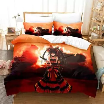 Date A Live Tokisaki Kurumi Постельное белье Пододеяльник Постельный комплект Одеяло Чехол Наволочка Одеяло King Queen Size Постельное белье для мальчиков и взрослых 70x133cm 2pcs