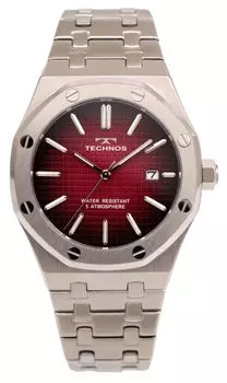 Часы с датой T9C07SR Silver [Technos] Мужские красный