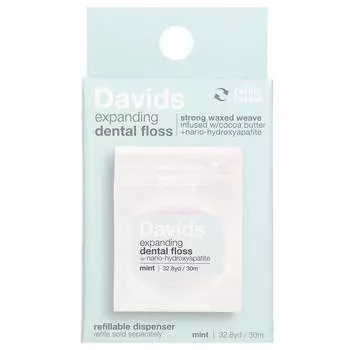 Davids, Расширенная зубная нить, мятная, 32,8 ярда (30м)