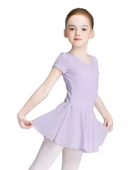 Daydance Детский балетный купальник с коротким рукавом, балетное танцевальное платье-костюм для девочек, юбка для девочек/подростков