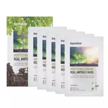 daymellow Hydration Contains Dokudami Extract Heartleaf Facial Mask Real Ampoule Mask Pack 47% (1 упаковка/5 шт.)