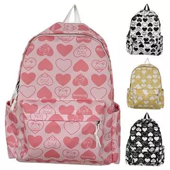 Daypack for Students Adjustable Strap Shoulder Bag Nylon Large Capacity Rucksack розовый