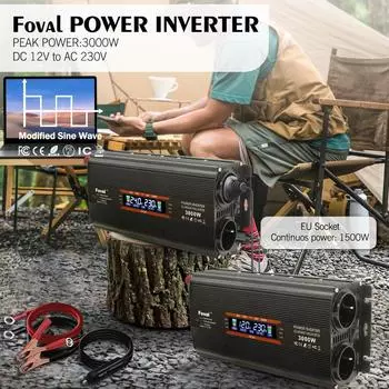 DC12V/24V to AC 230V новый продукт 3000 Вт пиковая внешняя розетка европейского стандарта двойной USB портативное автомобильное зарядное устройство модифицированный синусоидальный инвертор мощности
