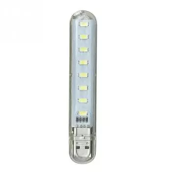 DC5V USB 8LED Highlight Night Lamp Portable Light for Camping PC Laptop AVE белый