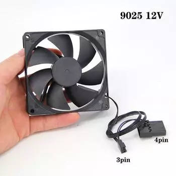 DC 12v 90*90*25 9025 3pin или большой 4pin бесщеточный компьютерный вентилятор охлаждения 9 см 90 мм ПК вентиляторы 90 мм x 25 мм для корпуса компьютера GPU CPU кулер 1 piece