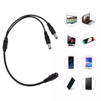 DC Power 1 Female to 2 Male 5.5mmx2.1mm DC Power Splitter Cable Cable for Camera Power Wire Длина кабеля 36 см