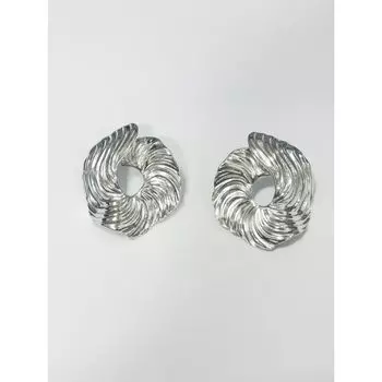 DD Abstract Asymmetrical Texture Exaggerated Silver Earrings Abstract Asymmetrical round earrings