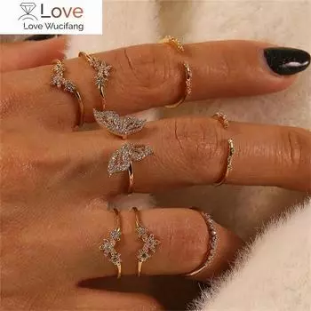 De Cristal Bohemio Vintage Para Mujer, Anillo De Dedo De Nudillos Geom Tricos De Hojas De Circ N, Joyer A Para Fiesta De Boda, Regalos