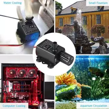 Decdeal DC12V 5W Ультра-тихий мини-бесщеточный водяной насос Водонепроницаемый погружной фонтан чёрный