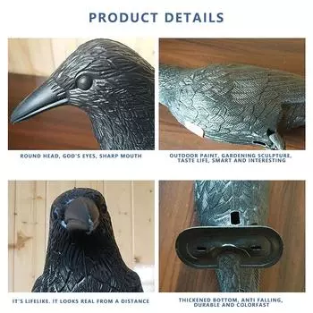 Decoracion Jardin Exterior Simulation Black Crow Raven Bird Repellent Pest Control Pigeon Repellent Garden Decoration Outdoor чёрный
