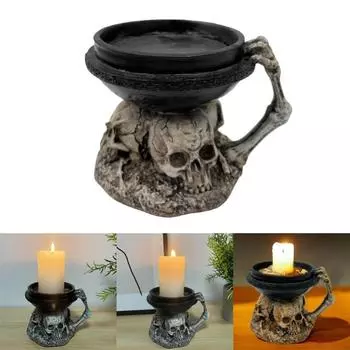 Decorative Skull Candle Holder Skeleton Candlesticks for Spooky Halloween Decoration Resin Skull Candlesticks чёрный