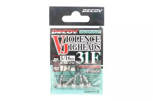 Decoy VJ-31F Шариковый крючок для джиг-головки Violence, размер 2, 1/16 унции (6806)