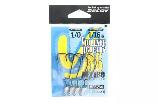 Decoy VJ-36 Jig Head Decibo Worm Hook Джиг-головка Размер 1/0 , 1/16 унции (5266)