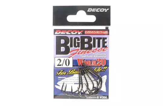 Decoy Worm 20 Крючки Big Bite Finesse с широким зазором, размер 2/0 (2938)