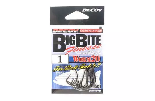 Decoy Worm 20 крючков Big Bite Finesse с широким зазором, размер 1 (2914)