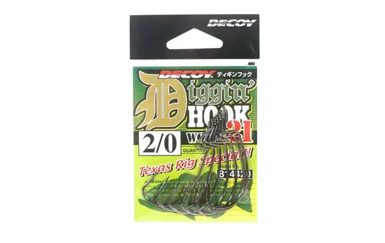 Decoy Worm 21 Diggin Hook Специальные крючки Texas Rig, размер 2/0 (4420)