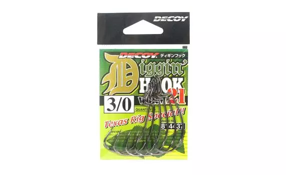 Decoy Worm 21 Diggin Hook Специальные крючки Texas Rig, размер 3/0 (4437)
