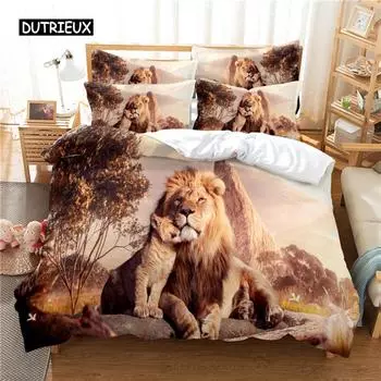 Deep Lion Bedding Set Duvet Cover Set 3d Bedding Digital Printing Bed Linen Queen Size Bedding Set Fashion Design US Queen(228x228cm)
