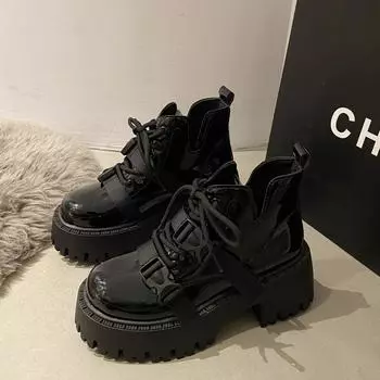 Deep Street super hot thick-soled black boots 2024 new women spring and autumn single boots high-grade n style explosive boots 35 матовый черный