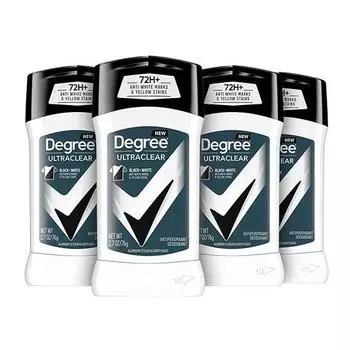 Degree Ultra Clear мужской дезодорант для предотвращения пятен 79,8 мл 4 упаковки черный/белый