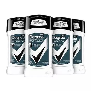 Degree Ultra Clear мужской дезодорант пятно 79,8 мл 4 шт черный/белый