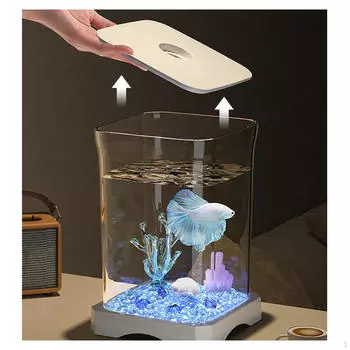 Декор для аквариума Betta Fish, прозрачная прочная маленькая мини-чаша для акваскейпа в офисе, гостиной белый