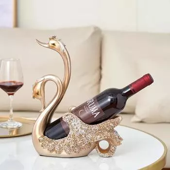 Декор для дома, винная стойка Golden Swan, статуэтка для гостиной, тумба под телевизор, креативная статуэтка лебедя, украшение, стойка для хранения вина, декор
