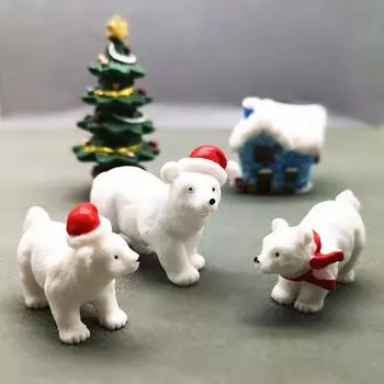 Декор Домашнее украшение Микропейзаж Фигурки белых медведей DIY Аксессуары Орнамент Рождество S-scarf