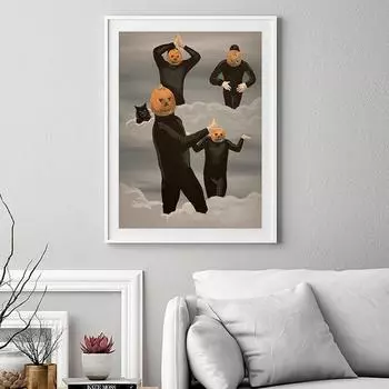 Декор на Хэллоуин Spook Tober Wall Art Картина на холсте Тыквы Постеры и принты Скандинавские картины для гостиной Украшение дома 21x30cm No Framed белый