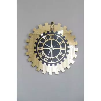 Декоративные настенные часы 40x40 см, двухслойный МДФ, золотой зеркальный плексиглас, циферблат с римскими цифрами