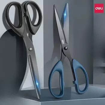 Deli 210/175 мм черные ножницы из нержавеющей стали для бизнеса, офиса, канцелярских товаров, дома, портновские ножницы, кухонный нож, резак, режущий инструмент