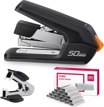 Deli Labor Saving 3 года 50 листов Light Force Lever 50 листов Top TPR Материал Степлер в комплекте 50 листов Степлер, 80%, Гарантия производителя,