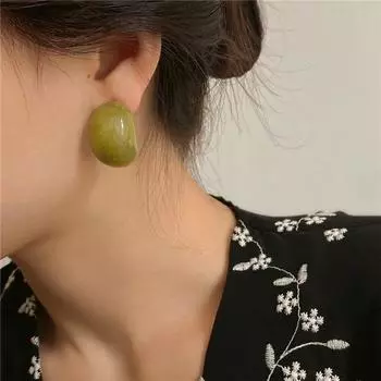 Delicate Pebble Shape Earrings Vintage Water Drop Ear Stud Unique Elegant Geometric Earrings Women coffee-l