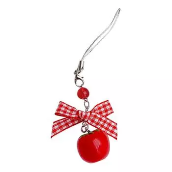 Delicate Strawberry Phone Charm Bowknot Phone Strap Resin Material Tomato Phone Jewelry Perfect Gift for Women Girls 2