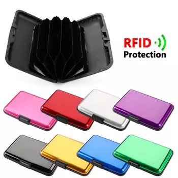 Деловой RFID-блокирующий алюминиевый металлический RFID-кошелек, чехол для удостоверения личности, держатель для кредитных карт, кошелек для монет