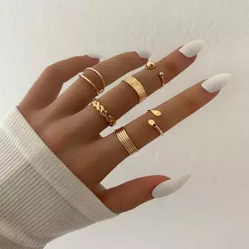 Delysia King 6 шт./компл. простой и нерегулярный набор модных колец с металлической обмоткой золотой