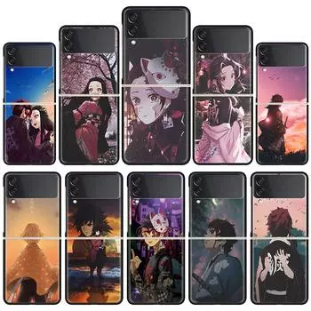 Demon Slayer Anime Cell Case For Samsung Galaxy Z Flip 3 5G Fashion Z Flip3 Luxury Black PC Hard Back Phone Coque Cover Samsung Z Flip 3
