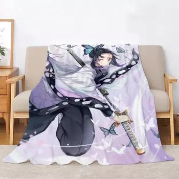 Demon Slayer Смешное одеяло Кровать Индивидуальные одеяла и пледы Микрофибра Постельное белье Дом и украшение Пляжное полотенце Вязаный плед Наколенник 75x100cm
