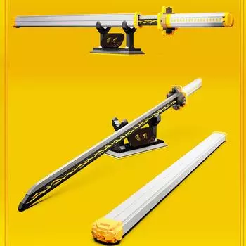 Demon Slayer Zenitsu Katana Building Blocks Model Assembly Insert Small Parts Boy Gift Sword Knife Toys