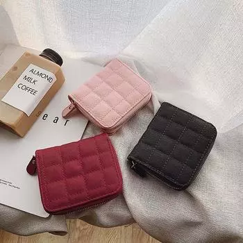 Денежные сумки Кошелек для монет Сумка для кредитных карт Женский кошелек в клетку Женский кошелек Женский кошелек Кошелек на молнии чёрный