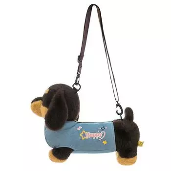 Denim Dachshund Jacket Plush Toy Single Shoulder Bag Stuffed Animal Doll Gift