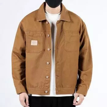 Denim Jacket Men s Autumn Loose Handsome Tooling Jacket Spring and Autumn Casual Denim S