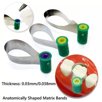 Dental Matrix Bands Steel Matrix Anatomically Shaped Double-Side Contoured Matrix Bands for Dentistry with tools 1 set A-30 matrices