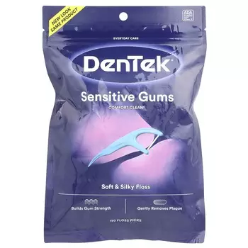 DenTek, Comfort Clean, одноразовая зубная нить для чувствительных десен, ополаскиватель для полости рта Blast, 150 одноразовых зубных нитей