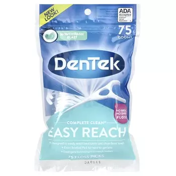DenTek, Complete Clean, Easy Reach Disposable Floss, Mouthwash Blast, 75 Disposable Flosses