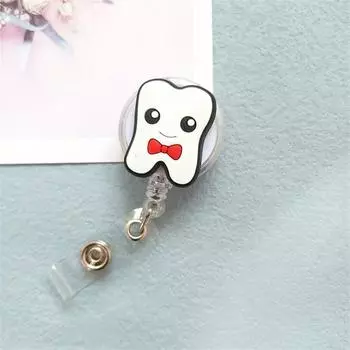 Dentist Teeth Badge Holder Teeth Shape ID Card Holder Retractable Badge Reel Nurse Doctor Style 5