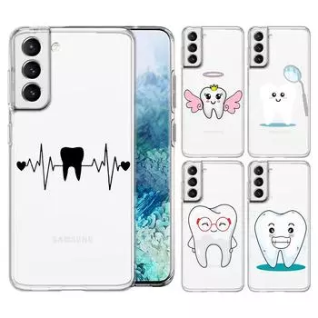 Dentist Teeth Tooth Cute Phone Case For Samsung Galaxy S22 S21 S20 FE Ultra 5G S10 S10E S9 S8 Plus Note 10 20 Soft Clear Cover Note 10 Plus