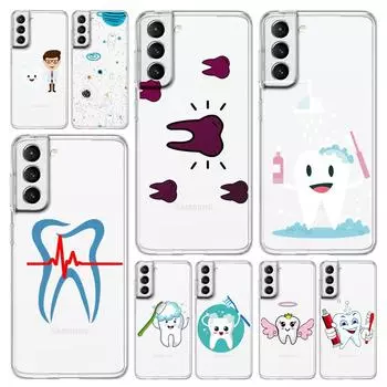 Dentist Teeth Tooth Cute Phone Case For Samsung Galaxy S22 S20 FE S21 Ultra 5G S10 S10E S9 S8 Plus Note 10 20 Soft Clear Cover Galaxy Note 20