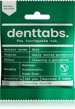 Denttabs Natural Toothpaste Tablets with Fluoride dentifrice au fluorure en comprims TU прозрачный